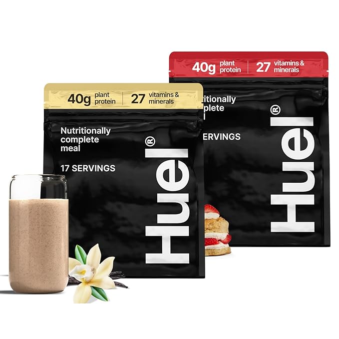 Huel Black Edition Bundle | Vanilla + Strawberry Shortcake 40g Vegan Protein Powder | Nutritionally Complete Meal Replacement | 27 Vitamins and Minerals Gluten Free
