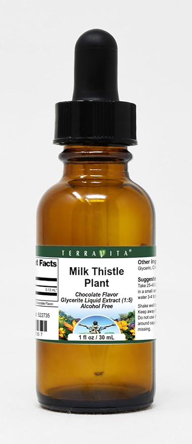 Milk Thistle Plant Glycerite Liquid Extract (1:5) - Chocolate Flavored (1 oz ZIN: 522735) - 3 Pack