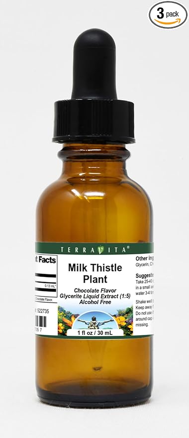 Milk Thistle Plant Glycerite Liquid Extract (1:5) - Chocolate Flavored (1 oz ZIN: 522735) - 3 Pack