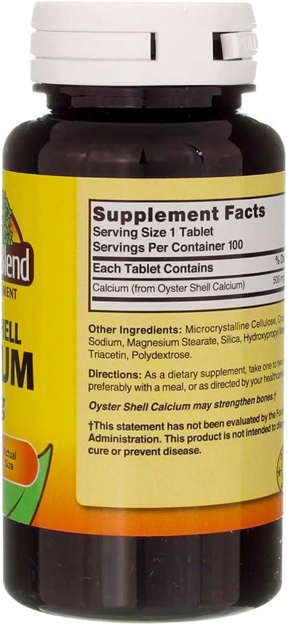 Nature's Blend Oyster Shell Calcium 500 mg Tablets - 100 ct Pack of 5
