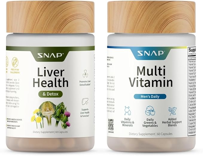 Snap Supplements Liver Health + Men's Daily Multivitamin Bundle 60 Capsules Each