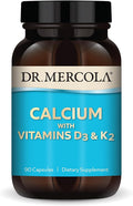 Dr. Mercola Calcium with Vitamins D3 &amp K2 - Supports Bone &amp Heart Health* - Calcium with Vitamins D3 &amp K2 - Eggshell-Derived - Non-GMO Gluten-Free &amp Soy Free - 90 Capsules (90 Serving