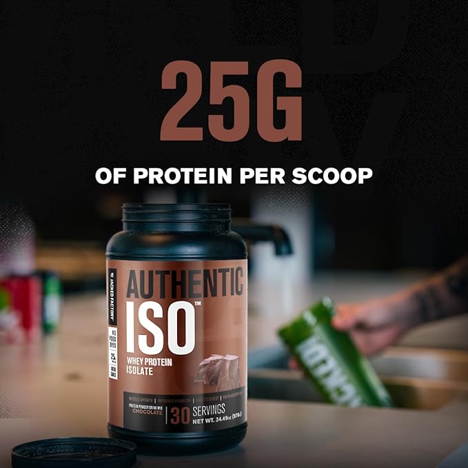 Jacked Factory Authentic ISO Whey Protein Isolate Powder - Low Carb Non-GMO Muscle Building Protein w/No Fillers Post Workout Recovery - 30 Servings Chocolate