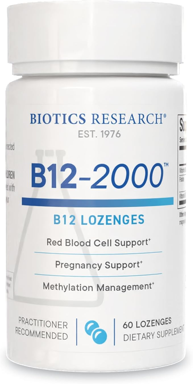 Biotics Research B12-2000™ Lozenges &amp Acti-Mag Plus™ Powder – High Potency Vitamin B12 B6 Folate &amp 400mg Magnesium – Methylation Energy Relaxation Heart &amp Muscle Support - 60 Lozenges