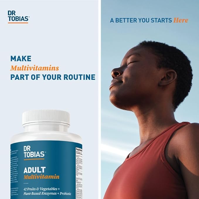 Dr. Tobias Adult Multivitamin for Women &amp Men Immune Supporting Vitamins from 42 Fruits Vegetables Plus Probiotics Vegan Multivitamins for Men &amp Women Non-GMO 90 Tablets 30 Servings