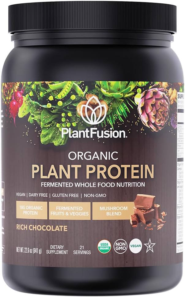SOTRU Organic Vegan Protein Powder - Whole Food Plant Based Protein Powder with Green Superfoods Enzymes &amp Probiotics - USDA Certified Organic Non-GMO Gluten-Free - Chocolate 18.5 oz 21 Servi