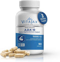 ADK 10 - Vitamin ADK Supplement 90 Capsules - High Potency Vitamin A D3(10000 IU) K2 as MK-7 for Bone Heart &amp Calcium Absorption – Non-GMO Gluten Free (3-Month Supply)