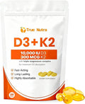 D3 K2Vitamin D3 K2 10000 IU Magnesium Supplement Non-GMO Gluten-FreeEnhance Energy300 Coconut Oil Softgels (1PCS)