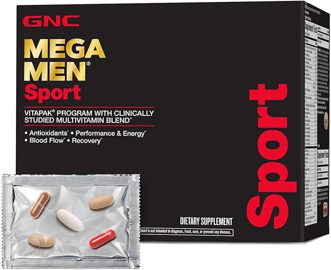 Mega Men Sport Vitapak Program Convenient Complete Nutrition 4 Products in 1 Packet Athletic Performance Energy Recovery Blood Flow Arginine 200mg Caffeine Thermogenic 30 day supply