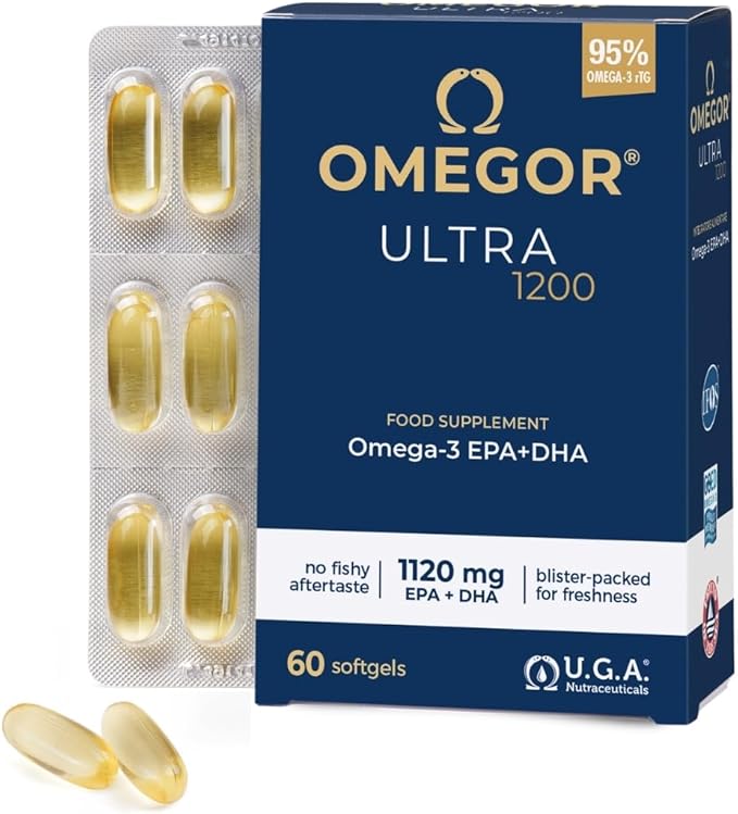 OMEGOR Omega 3 Fish Oil 1200mg Ultra - 610mg EPA and 510 DHA Omega3 IFOS Certified - High Bioavailability and No Aftertaste (60 Caps)