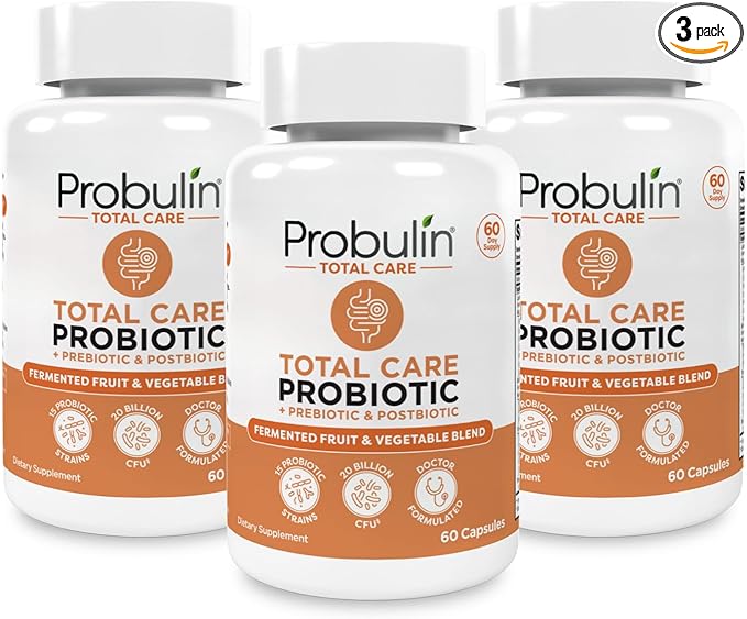 Probulin Total Care Pre + Pro + Postbiotic 20 Billion CFU 60 Vegan Capsules (Pack of 3)