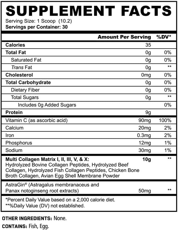 Underground Bio Labs: Panda Supps Hydrolyzed Grass-Fed Multi Collagen Peptides (Types I II III V and X) (30 Servings Unflavored)