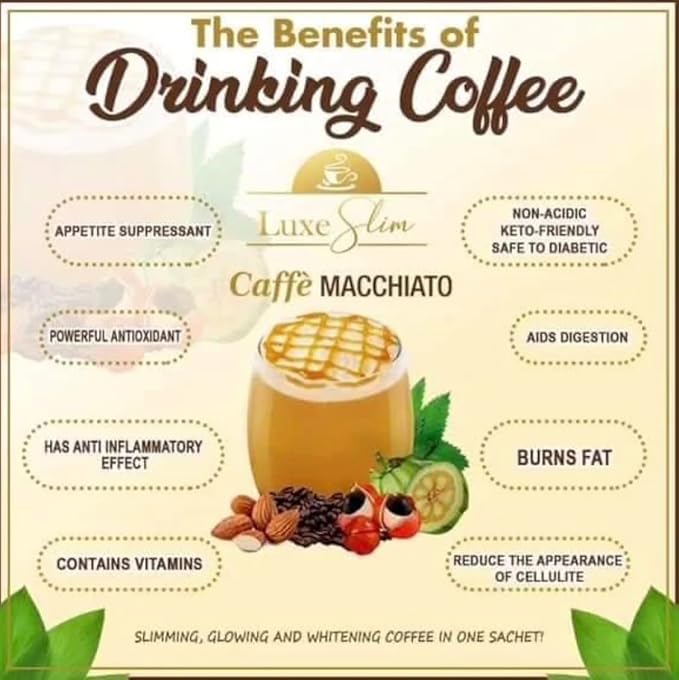 Luxe Slim Cafe Macchiato with Hydrolyzed Collagen &amp Glutathione 21g x 10 Sachets 0.74 Ounce (Pack of 8) New Packaging