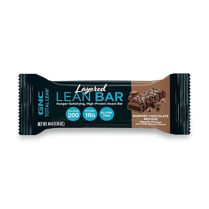 GNC Total Lean Layered Lean Bar|Hunger Satisfying - High Protein Snack Bar | Whipped Chocolate Mousse - 9 Bars