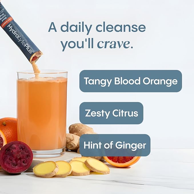 Hydralyte Liver Support + Electrolyte Mix with Milk Thistle Turmeric Ginger Prickly Pear Green Tea Extract Formulated for Rapid Rehydration (Blood Orange Ginger 20 Packets)