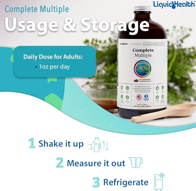 LIQUIDHEALTH Vegan Liquid Collagen Plus Biotin Drops &amp Complete Multiple Adult Daily Multivitamin Wellness Bundle - Hair &amp Nail Growth Skin Health Immune &amp Energy Support - USA Made Veg