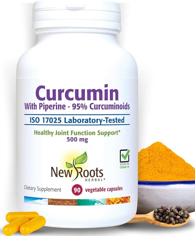 NEW ROOTS HERBAL Turmeric Curcumin Supplement 500mg with Black Pepper Extract - 20x Better Absorption | Coumarin Capsules with 95% Curcuminoids &amp 95% Piperine (90 Veg Capsules)