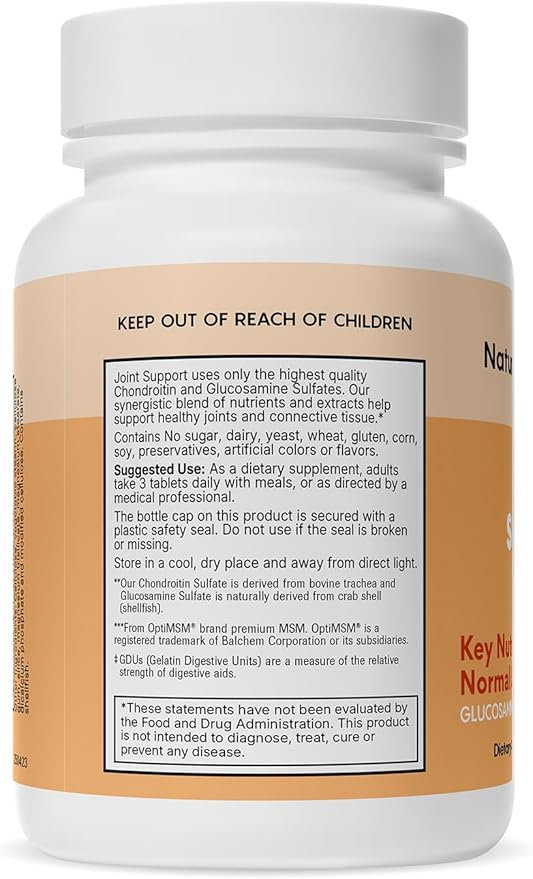 Natural Wellness Glucosamine Chondroitin with MSM and Turmeric Supplement – Supports Joint Health Mobility and Cartilage Strength – Glucosamine MSM Tablets for Flexibility – 90 Count