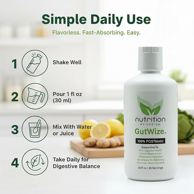 GutWize Total Health Bundle – 2 Bottles 100% Postbiotic + 2 Bottles Humic/Fulvic Blend – Gut &amp Digestive Support Microbiome Balance Natural Wellness Supplement Pack