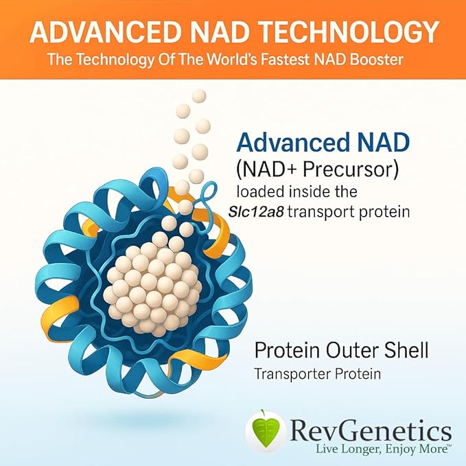 REVGENETICS Advanced NAD Powder - Dietary Supplement 147 Servings Unisex Vitamin B3 (NAD) 25 Grams