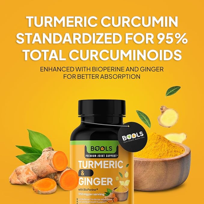 Turmeric Curcumin Supplement with BioPerine &amp Ginger Turmeric Curcumin with Black Pepper 1950mg for Max Absorption Joint Support- Non-GMO Turmeric Supplement Vegan 240 Capsules
