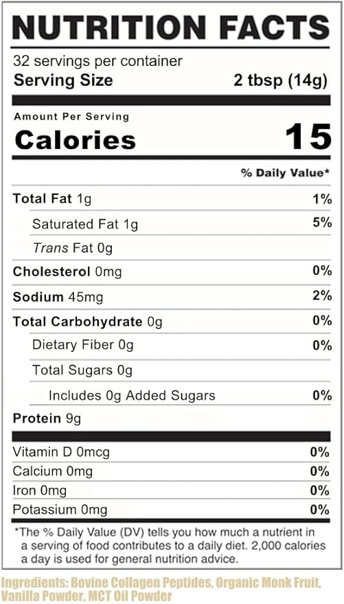 Cherie Sweet Heart's Collagen Peptide Powder 1 lb Pure Hydrolyzed Gluten Free Keto and Paleo Friendly Grass Fed Non GMO Vanilla