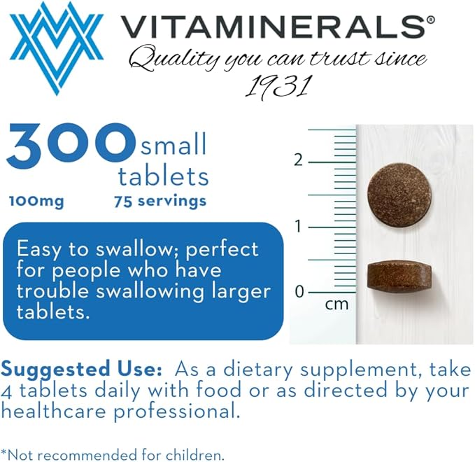 Vitaminerals Deceliron | 100mg Iron | B Vitamins | Vitamin C | Gentle Red Blood Cell Supplement | Non-GMO | Vegan Gluten &amp Dairy Free | 300 Tablets