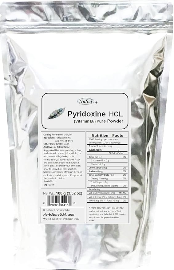 Pyridoxine HCl Vitamin B6 Pure Powder 100g (3.52oz)