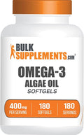 BulkSupplements.com Omega-3 Softgels - from Algal Oil Algae Oil Omega 3 Supplement - Gluten Free 1 Softgel per Serving 180 Count (Pack of 1)
