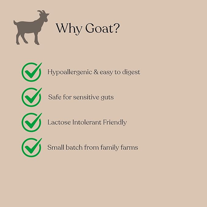 Grass-Fed Pure Goat Whey Protein Powder - Organic Whey Protein Supplement - Easy to Digest - Less Lactose - Soy Free - Vanilla Flavor - 20 Servings