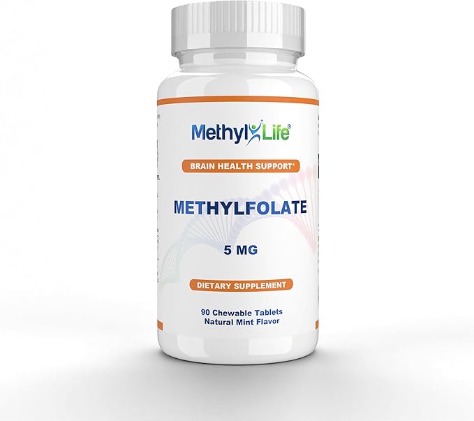 Methyl-Life® L-Methylfolate 5 mg - Chewable Active Folate Tablets with ultrapure Form of Cerebrofolate® (L-5-MTHF Calcium) | Vegan Non-GMO Gluten-Free | 90 Chewable Tablet