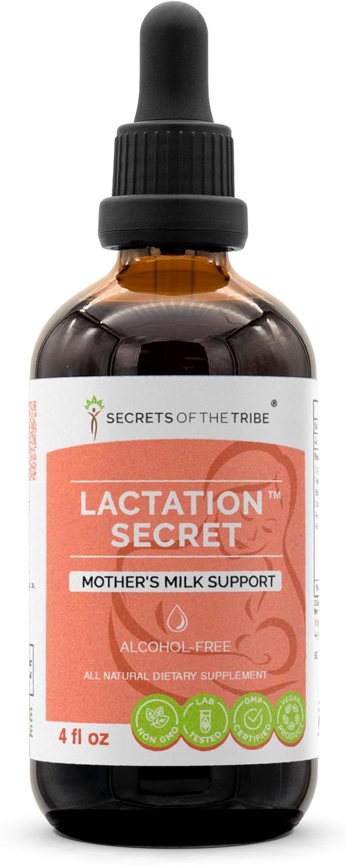 Secrets of the Tribe Lactation Secret Alcohol-FREE Extract High-Potency Herbal Drops Tincture made from Fenugreek Blessed Thistle Goat's Rue Red Raspberry Fennel Seed. Mother's Milk Support 4 oz
