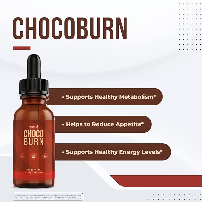 Choco Burn – Daily Liquid Botanical Supplement with Chromium Maca Root Grape Seed &amp 20+ Plant Extracts – Non-GMO Stimulant-Free Formula – Made in USA 2 fl oz (60 mL) 60 Servings 3 Month Supp