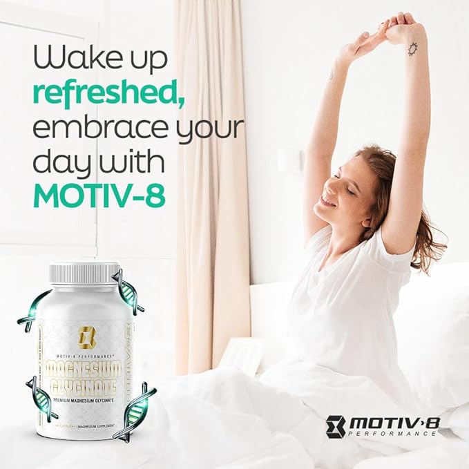 Motiv-8 Magnesium Glycinate Relaxation Sleep Support Mood Elevation 100% Vegan 500 mg (180 Veggie Capsule)