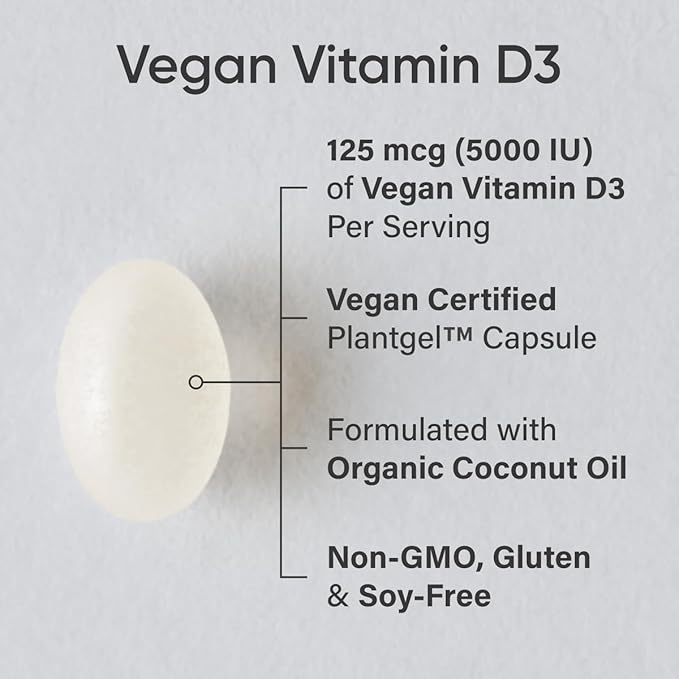 Sports Research® Vegan Supplements Pack - Vegan Vitamin D3 5000iu + Vegan Omega-3 Fish Oil Alternative + Daily Probiotics with Prebiotics 60 Billion CFU