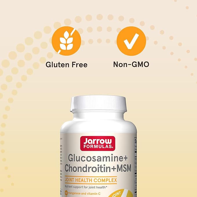 Jarrow Formulas Glucosamine Chondroitin and MSM Capsules Joint Support Supplement with Vitamin C and Manganese Bone &amp Joint Health 120 Capsules 30 Day Supply