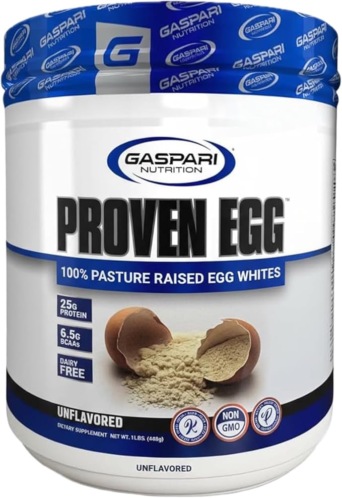 Gaspari Nutrition Proven Egg 100% Egg White Protein 25g Protein Keto Friendly Dairy Free Lactose Free Soy Free (1lb Unflavored)