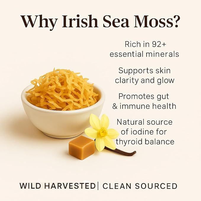 ORGANICS NATURE Collagen Peptides Powder with Irish Sea Moss Vanilla Caramel Flavored | Naturally Sourced Hydrolyzed Collagen w/Biotin for Hair Skin Nail and Joint Support 30 Servings 380 gr
