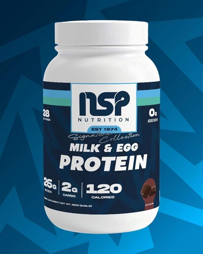 NSP Nutrition Milk &amp Egg Protein Powder | 26g Protein | 28 servings | perfect for sensitive stomachs | no bloating | build muscle | protein for sensitive stomachs French Vanilla