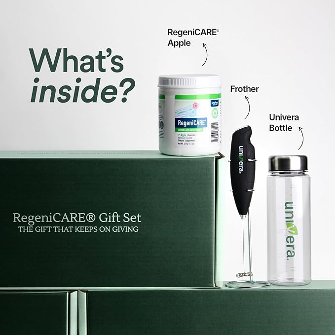 Holiday Gift Set Joint Support with Univestin® Glucosamine Chondroitin &amp MSM — Bottle &amp Frother Included Green Apple Flavor 30 Servings