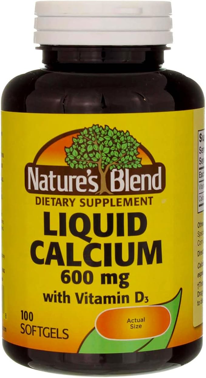 Nature's Blend Liquid Calcium 600mg with D-3 (100 Softgels) Lot of 2