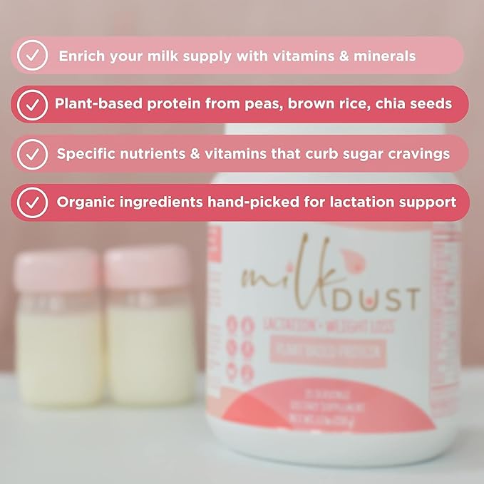 MILK DUST Protein Powder 660g | Breastfeeding Powder for Nursing Moms | Lactation Support Pea Powder | Vegan &amp Dairy-Free | Sweet Vanilla | 22 Servings (Vanilla.)