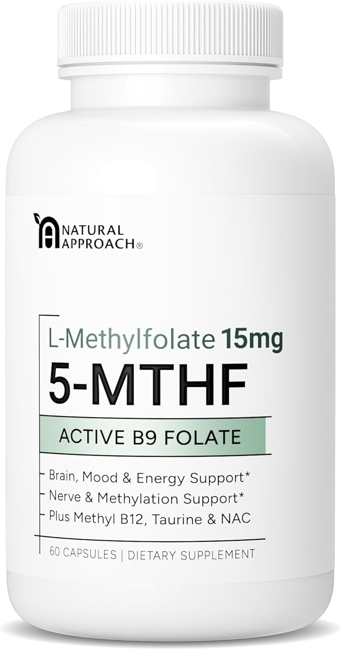 L-Methylfolate 15mg | 5-MTHF (Active B9) with Methyl B12 D3 NAC &amp Taurine | Premium Methylated Folate Supplement for Daily Use | Mood Energy &amp Cognitive Support | 60 Capsules