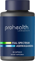 ProHealth Ashwagandha Supplement 60 Capsules Organic Root Extract &amp Powder Ashwagandha for Women &amp Men Supports Stress &amp Sleep