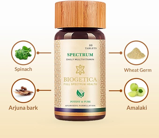 Biogetica Spectrum Ayurvedic Immune Booster- Emblica officinalis Shilajit Nutritional Support for Men Women (Natural Advance Multivitamin) - 80 Tablets