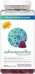 Ashwagandha Gummies with KSM-66 Mixed Berry Flavor 180 Count Daily Adaptogen Formula 200mg per Gummy Stress Support Supplement