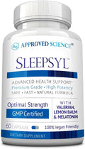Approved Science Sleepsyl - Sleep Supplement - Valerian Root Lemon Balm Melatonin Chamomile L-Ornithine - Vegan 60 Capsules