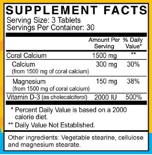 Coral Calcium Magnesium and Vitamin D-3 by SolarCal-D - Recommended by Robert Barefoot on TV and The Calcium Factor (90 Tablets 1 Month Supply)