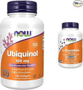 NOW Supplements Ubiquinol 100 mg High Bioavailability (The Active Form of CoQ10) 120 Softgels &amp Supplements L-Carnitine 1000 mg Purest Form Amino Acid Fitness Support* 100 Tablets