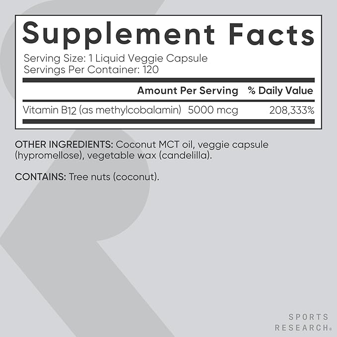 Sports Research® Multivitamin Pack - Vitamin D3 + K2 w/Coconut Oil 5000iu + Vitamin B12 as Methylcobalamin 5000mcg + Omega-3 Fish Oil 1250